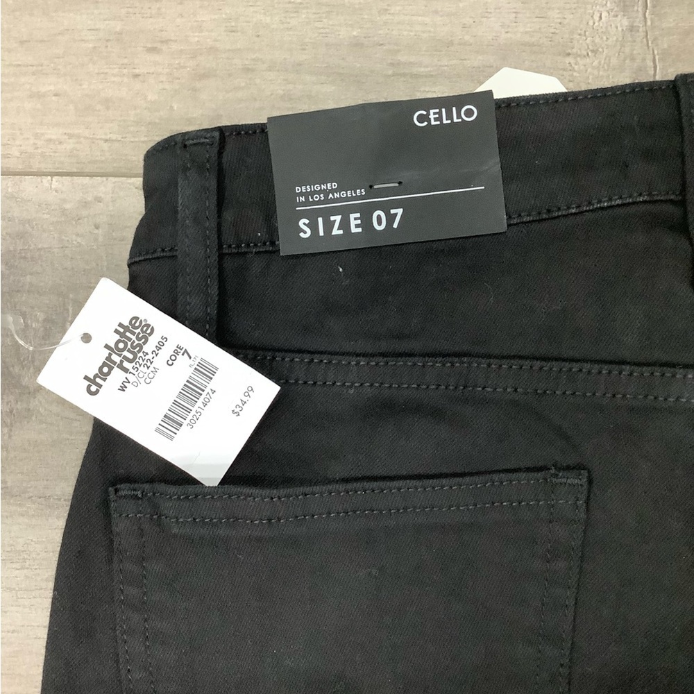 Charlotte Russe 7 Medium Jeans Destroyed Black Stacked Skinny Stretch Torn NWT - Picture 7 of 9